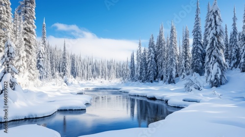 A pristine, snowy wilderness in the heart of winter