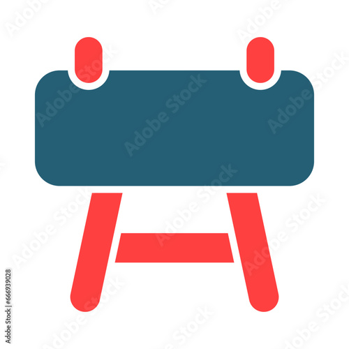 Pommel Horse Glyph Two Color Icon Design