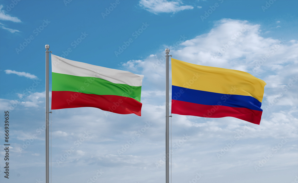 Colombia and Bulgaria flags, country relationship concept Colombia and Bulgaria flags, country relationship concept