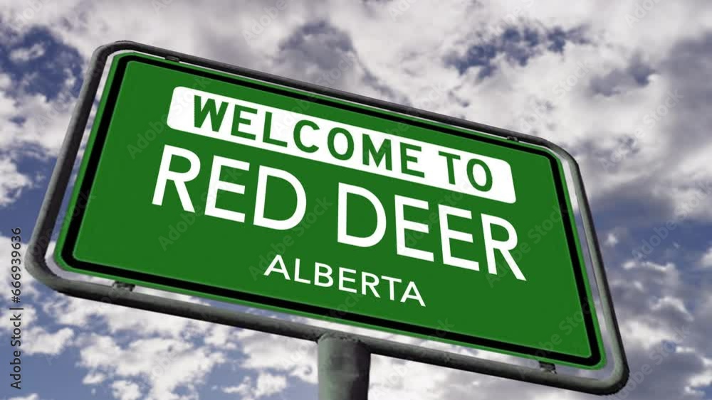 Welcome to Red Deer, Alberta. Canadian Road Sign Close Up, Realistic ...