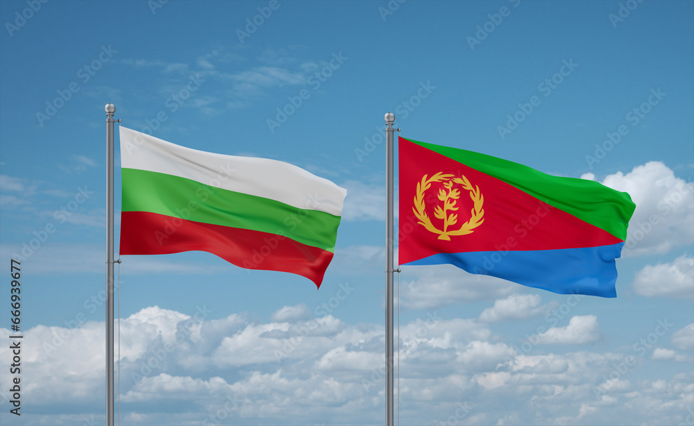 Eritrea and Bulgaria flags, country relationship concept Eritrea and Bulgaria flags, country relationship concept