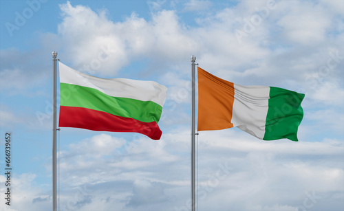 Ivory Coast and Bulgaria flags, country relationship concept