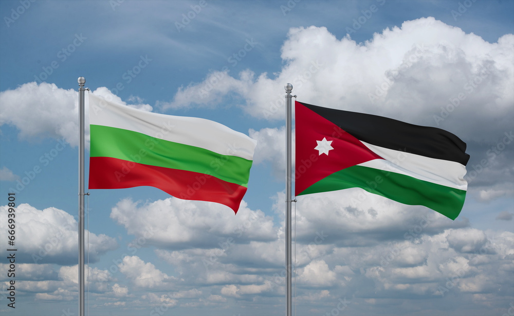 Jordan and Bulgaria flags, country relationship concept Jordan and Bulgaria flags, country relationship concept