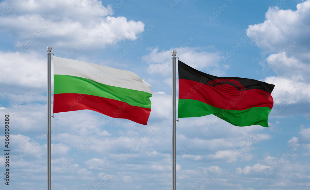 Malawi and Bulgaria flags, country relationship concept Malawi and Bulgaria flags, country relationship concept