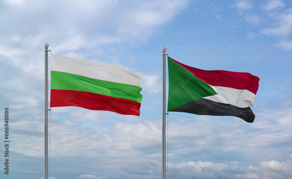 Sudan and Bulgaria flags, country relationship concept Sudan and Bulgaria flags, country relationship concept