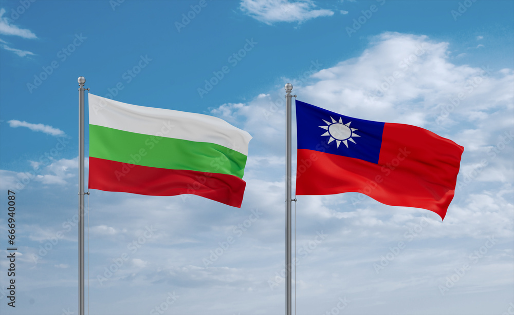 Taiwan and Bulgaria flags, country relationship concept Taiwan and Bulgaria flags, country relationship concept