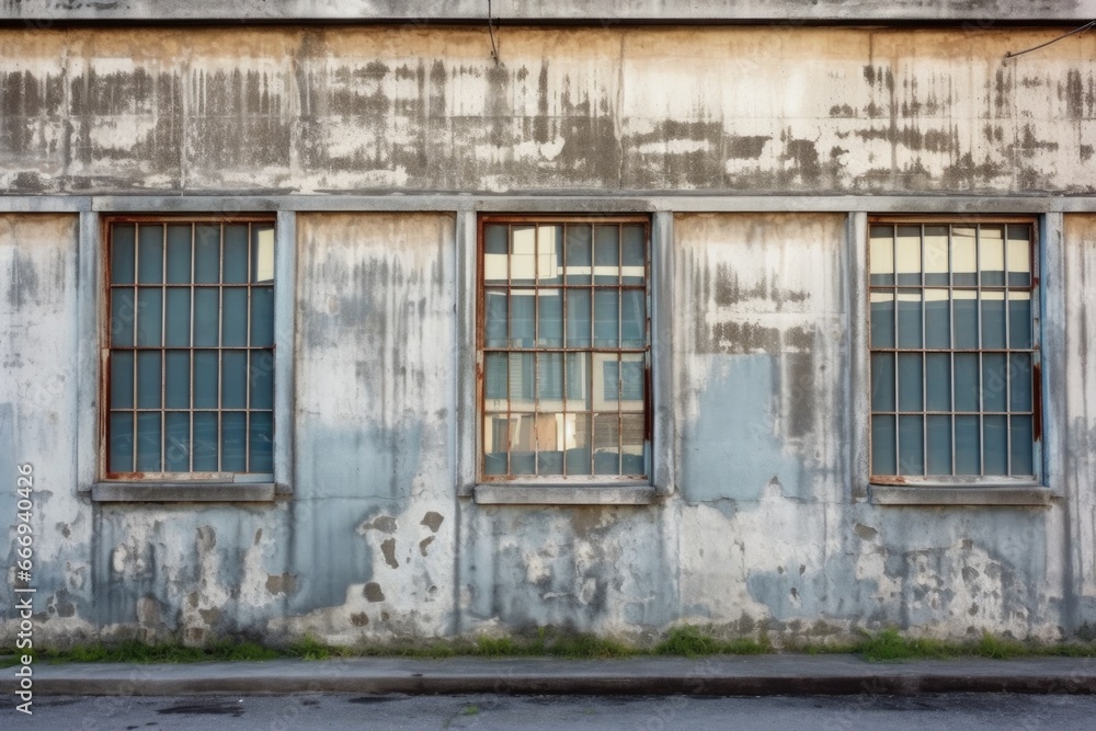 jailhouse exterior with worn window bars