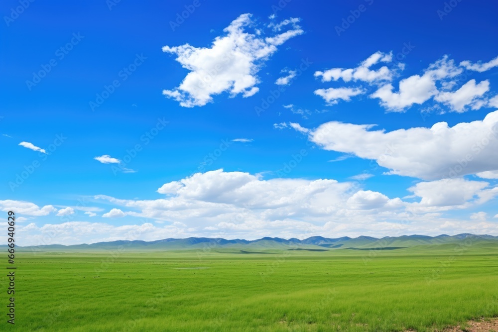 a panoramic view of an expansive, open grassland