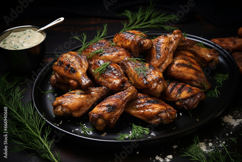 grilled chicken wings, aesthetic look