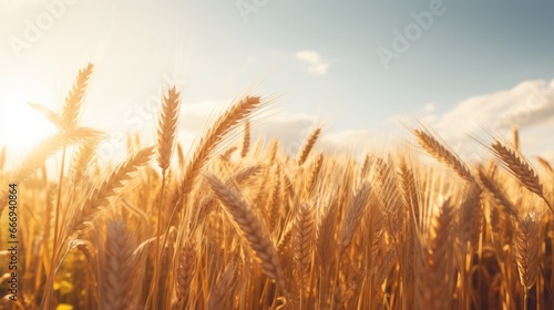 A field of golden wheat swaying in the wind