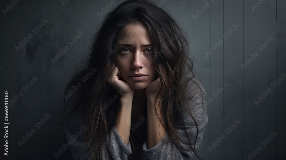 Portrait of a depressed woman, tired and sad. Mental disorder. Portrait of a depressed woman, tired and sad. Mental disorder.
