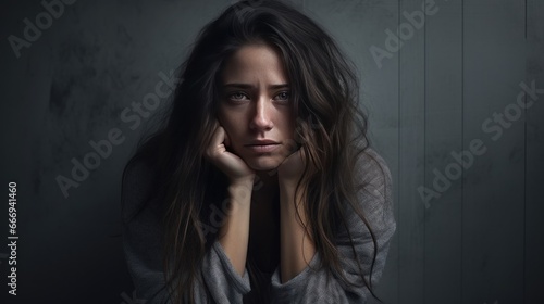 Portrait of a depressed woman, tired and sad. Mental disorder.
