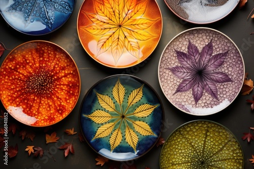 ceramic plates with colorful fall designs