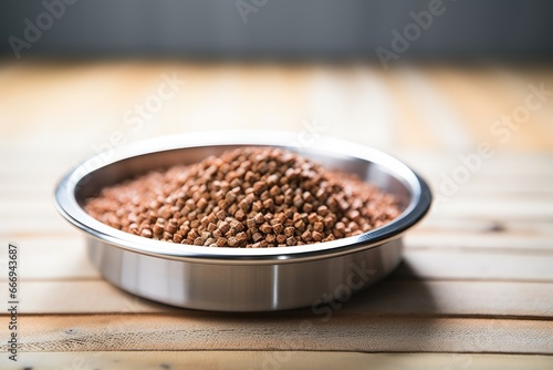 cat food placed in a clean feeding bowl