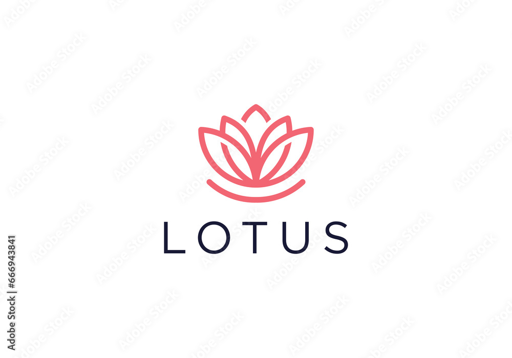 Simple Lotus Floral Leaves with Human. Beauty Flower Leaf for Spa Cosmetic Therapy Skin Care logo design
