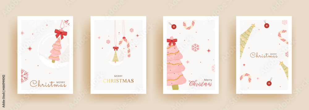 Set of Christmas and New Year holiday gift cards. Xmas banners, web poster, flyers and brochures, greeting cards covers.