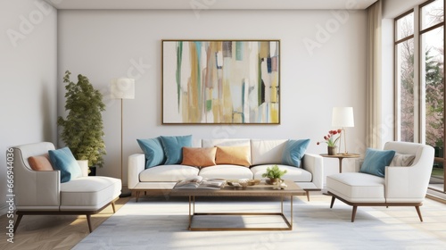 A chic and modern living room with contemporary decor for style © Cloudyew