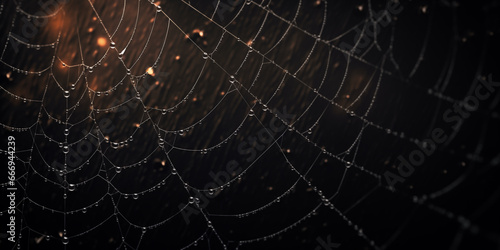Imagine a minimalist Halloween background with a subtle spider web design and a small, elegant spider. © Teerasak