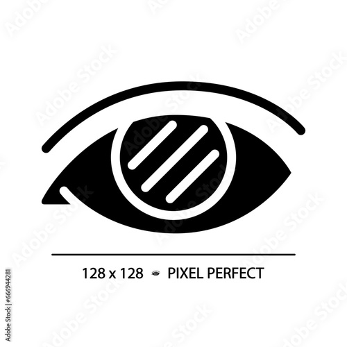 2D pixel perfect glyph style color blindness icon, isolated simple vector, silhouette illustration representing eye care.