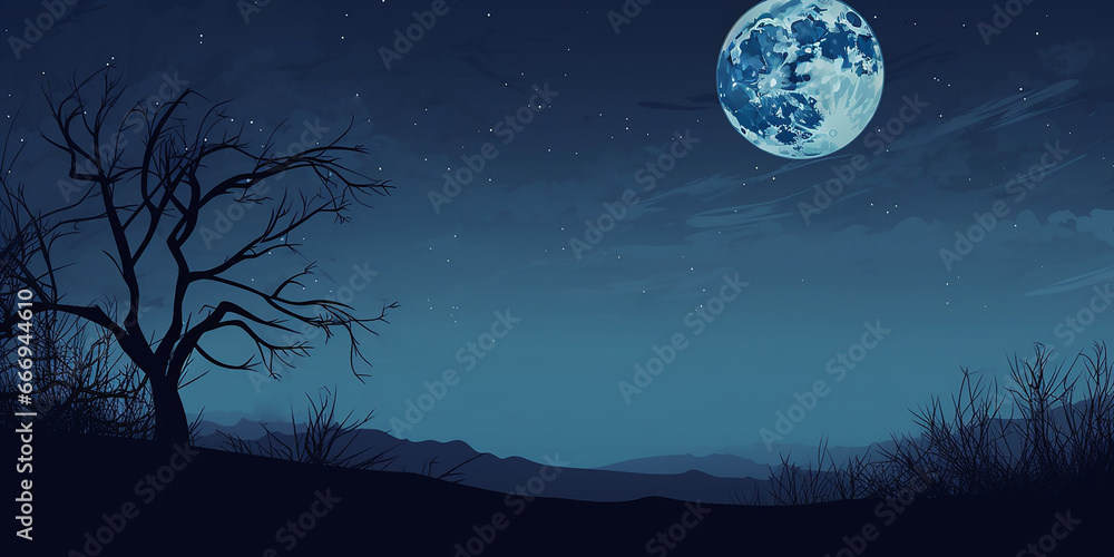 minimalist Halloween background with a single, elegant, full moon against a midnight sky. minimalist Halloween background with a single, elegant, full moon against a midnight sky.