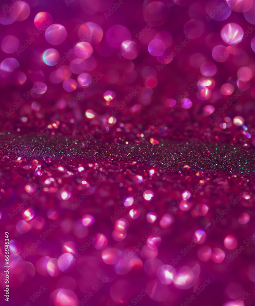 Red glitter lights, defocused light reflections purple bokeh background, Winter concept, christmas, love