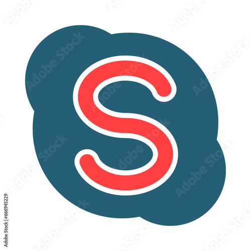 Skype Glyph Two Color Icon Design