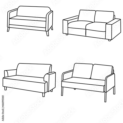 Two-seat sofa with chaise lounge. Modern interior home or office furniture. Isolated object on white background.