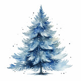 Simple watercolor illustration of a blue spruce
