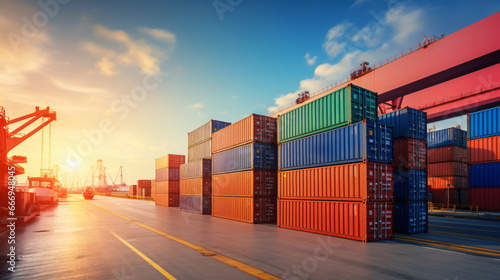 Background cargo in containers freight ships
