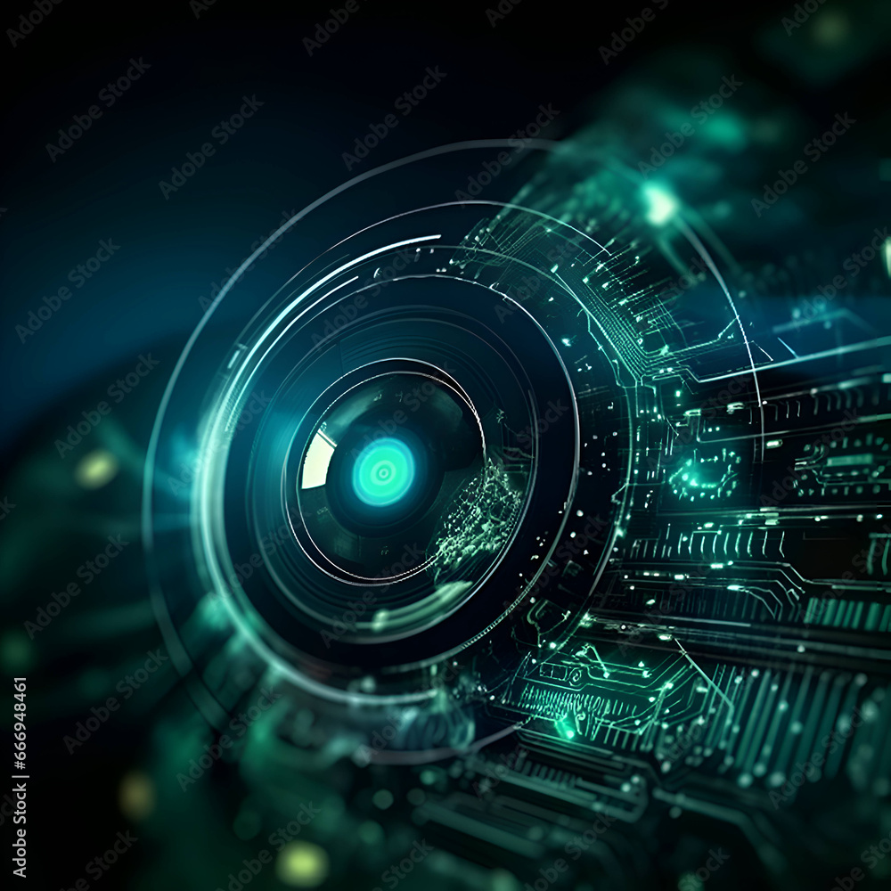 Futuristic technology background- 3d rendering with depth of field
