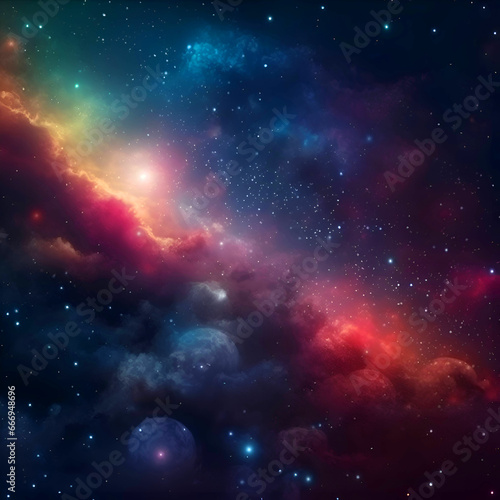 Night sky with stars and nebula as abstract background. 3D rendering