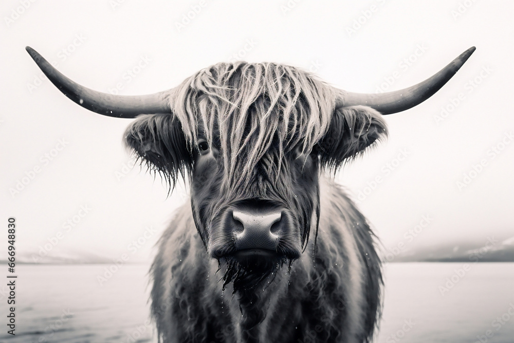 Highlands nature cow mammal animal - obrazy, fototapety, plakaty 
