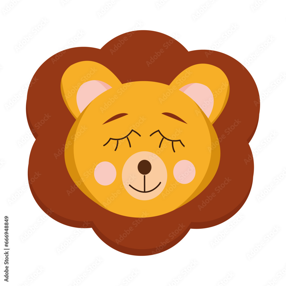 Fototapeta premium lion cute animal in flat style.