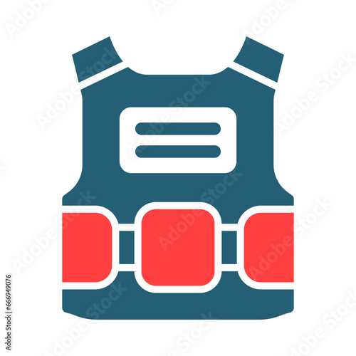 Bullet Proof Vest Glyph Two Color Icon Design