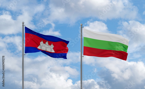 Bulgaria and Cambodia flags  country relationship concept