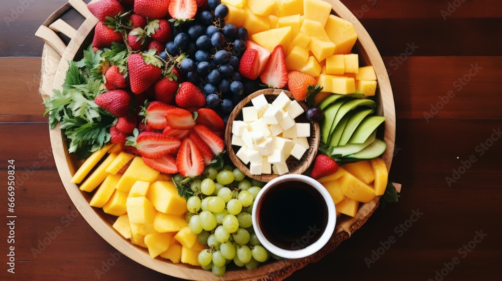 Obraz na płótnie An overhead shot of a stylishly presented fruit platter w salonie