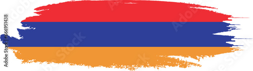 Armenia flag on brush paint stroke.