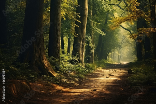 Footpath in forest  nature  banner  aesthetic look