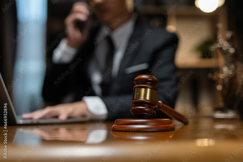 Lawyer or judge consult having team meeting with client, Law and Legal services concept Lawyer or judge consult having team meeting with client, Law and Legal services concept