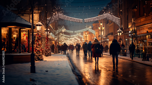 Fondo navidad - Luces navideñas - Zona comercial compras navideñas - Vacaciones