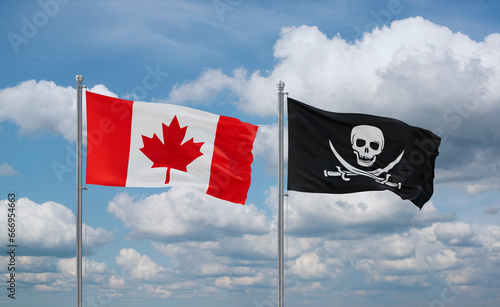 фотографія Pirate and Canada flags, country relationship concept