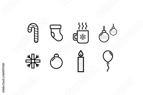 Christmas icons set. Vector illustrations.