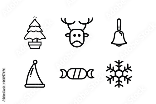 Christmas icons set. Vector illustrations.