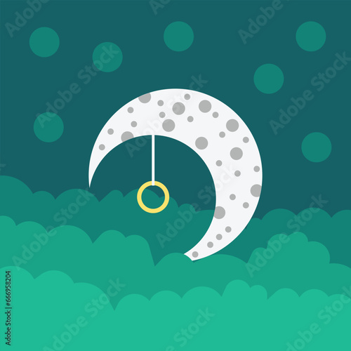 vector illustration with a cute nighttime theme, suitable for fabric patterns, pillows, blankets, etc