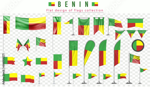 benin flags set, flat design of flags Collection photo