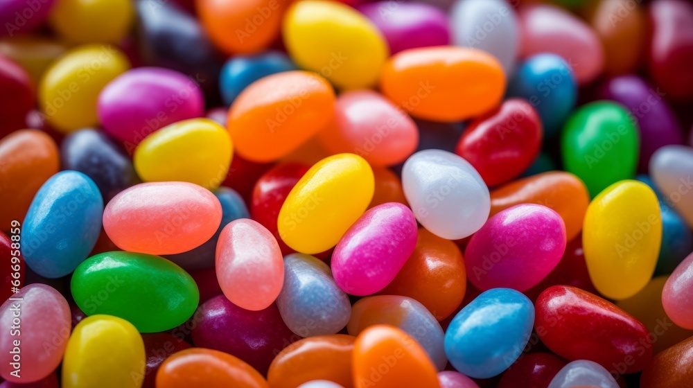 A cascade of colorful jellybean candies A cascade of colorful jellybean candies