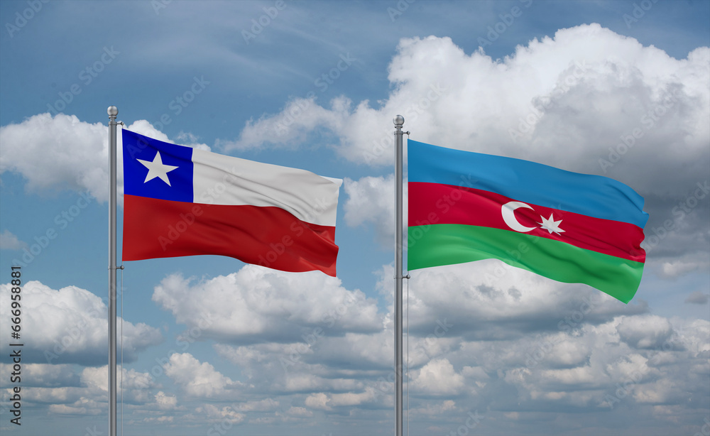 Azerbaijan and Chile flags, country relationship concept Azerbaijan and Chile flags, country relationship concept