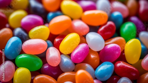 A cascade of colorful jellybean candies