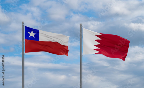Bahrain and Chile flags, country relationship concept
