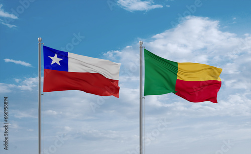 Benin and Chile flags, country relationship concept